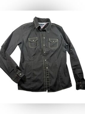 Tommy Hilfiger Women's Heritage Button Down Shirt - Black - Size Medium